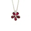 Juvetti Women's White / Red Florea White Gold Necklace Ruby Sapphire & Diamond In Multi