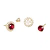 Juvetti Women's White / Red Floret White Gold Earrings Set With Ruby & Diamond In Multi