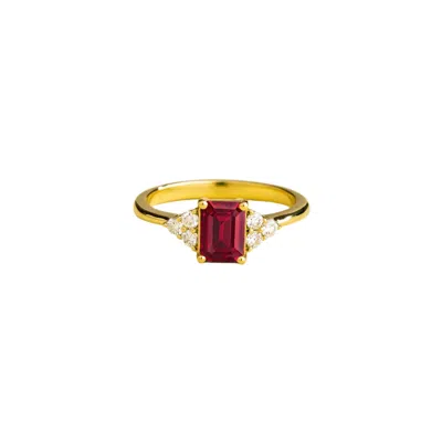 Juvetti Women's White / Red / Gold Chateau Gold Ring Ruby & Diamonds In Multi