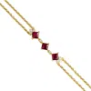 Juvetti Women's White / Red / Gold Forma Gold Bracelet Set With Ruby & Diamond In Multi
