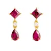 Juvetti Women's White / Red / Gold Ori Gold Earrings Set With Ruby & Diamond In Multi