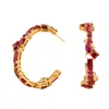 Juvetti Women's White / Red / Gold Ruby And Diamond Lanna Gold Hoop Earrings In Multi
