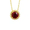 Juvetti Women's White / Red / Gold Solen Gold Necklace Set With Ruby & Diamond