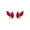 Juvetti Women's White / Red / Gold Vento Gold Earrings Ruby & Diamond In Multi