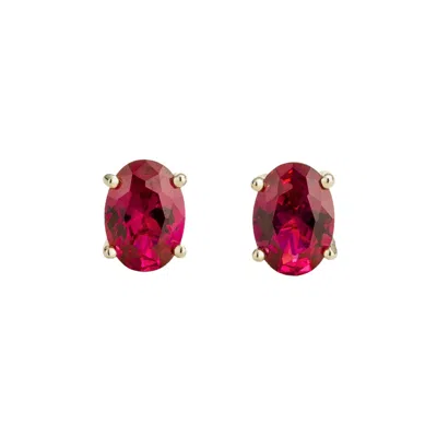 Juvetti Women's White / Red / Silver Ovo White Gold Earrings Set With Ruby In Multi