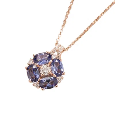 Juvetti Women's White / Rose Gold / Blue Pristi Rose Gold Necklace Diamonds & Ceylon Blue Sapphire In Multi