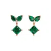 Juvetti Women's White / Rose Gold / Green Amore Rose Gold Earrings Emeralds & Diamonds