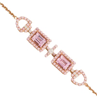 Juvetti Women's White / Rose Gold / Pink Ciceris Rose Gold Bracelet Pink Sapphire & Diamond