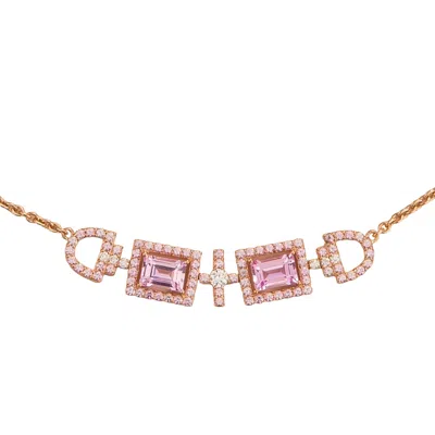 Juvetti Women's White / Rose Gold / Pink Ciceris Rose Gold Necklace Pink Sapphires & Diamonds