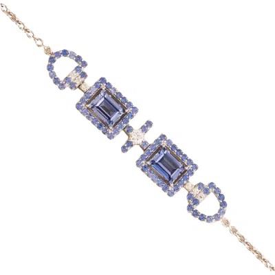 Juvetti Women's White / Silver / Blue Ciceris Bracelet In Ceylon Blue Sapphire & Diamond In Multi
