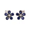 Juvetti Women's White / Silver / Blue Florea White Gold Earrings In Blue Sapphire & Diamond In Multi