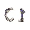 Juvetti Women's White / Silver / Blue Lanna White Gold Blue Sapphire And Diamond Medium Hoop Earrings In Multi