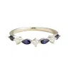Juvetti Women's White / Silver / Blue Markiz White Gold Ring In Blue Sapphire & Diamond In Multi