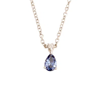 Juvetti Women's White / Silver / Blue Ori Small Pendant Necklace In Ceylon Blue Sapphire And Diamond In Multi