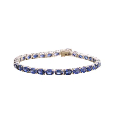Juvetti Women's White / Silver / Blue Salto Tennis Bracelet In Blue Sapphire