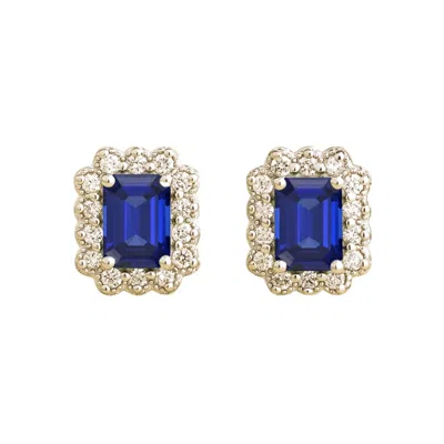 Juvetti Women's White / Silver / Blue Verda White Gold Earrings In Blue Sapphire & Diamond