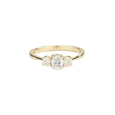 Juvetti Women's White / Silver Boble Diamond Oval Three-stone Ring In White Gold In White/silver