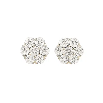 Juvetti Women's White / Silver Cinq Diamond Flower Earrings In White Gold In Multi