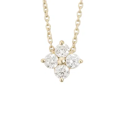 Juvetti Women's White / Silver Clover Diamond Necklace In White Gold