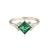 Juvetti Women's White / Silver / Green Amore White Gold Ring Emerald & Diamond In Multi