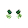 Juvetti Women's White / Silver / Green Buchon White Gold Earrings In Emerald & Green Sapphire