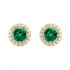 Juvetti Women's White / Silver / Green Floret White Gold Earrings Set With Emerald & Diamond