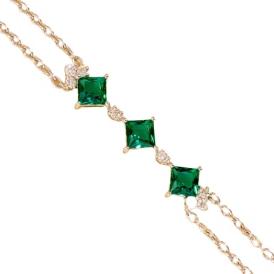 Juvetti Women's White / Silver / Green Forma White Gold Bracelet In Emerald & Diamond In Multi