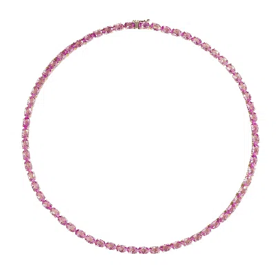 Juvetti Women's White / Silver / Pink Salto White Gold Tennis Necklace Set With Pink Sapphire In Purple