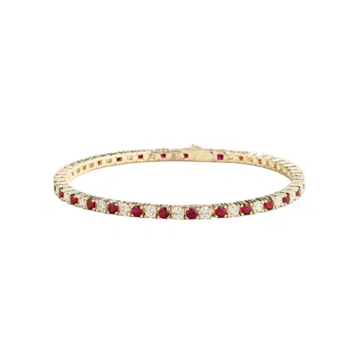 Juvetti Women's White / Silver / Red Ciclo Ruby & Diamond Round Tennis Bracelet In White Gold In White/silver/red