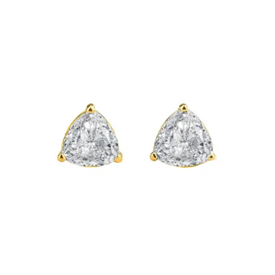Juvetti Women's White / Silver Trillion Diamond Solitaire Stud Earrings In Gold In White/silver
