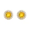 Juvetti Women's White / Yellow / Orange Floret White Gold Earrings Set With Yellow Sapphire & Diamond