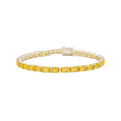 Juvetti Women's White / Yellow / Orange Salto Tennis Bracelet In Yellow Sapphire Set In White Gold