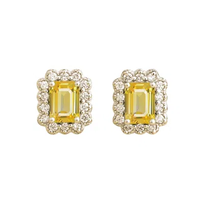 Juvetti Women's White / Yellow / Orange Verda White Gold Earrings Yellow Sapphire & Diamond