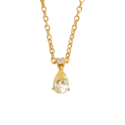Juvetti Women's Yellow / Gold / White Ori Small Gold Pendant Necklace In Yellow Sapphire & Diamond In Multi