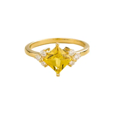 Juvetti Women's Yellow / Orange / Gold Amore Ring In Yellow Sapphire & Diamond