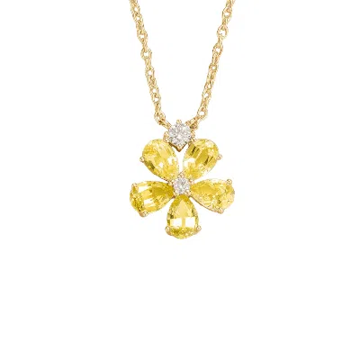 Juvetti Women's Yellow / Orange / Gold Florea Gold Necklace Yellow Sapphire & Diamond
