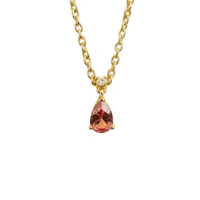 Juvetti Women's Yellow / Orange / Gold Ori Small Pendant Necklace In Padparadscha Sapphire & Diamond Set In