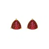 Juvetti Women's Yellow / Orange / Red Trillion Gold Earrings Set With Ruby