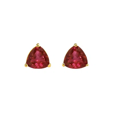 Juvetti Women's Yellow / Orange / Red Trillion Gold Earrings Set With Ruby