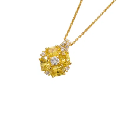 Juvetti Women's Yellow / Orange / White Pristi Gold Necklace Yellow Sapphires & Diamonds