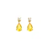 Juvetti Women's Yellow / White Pisa Gold Earrings Set With Yellow Sapphire & Diamond