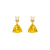 Juvetti Women's Yellow / White Trillion Gold Earrings Set With Yellow Sapphire & Diamond In Multi