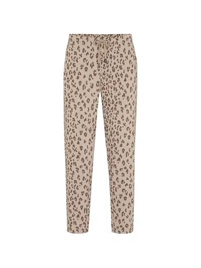 Juvia Animal-print Drawstring Track Pants In Brown