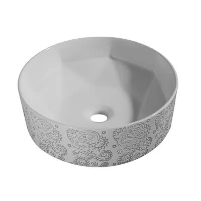 Juvia Calle Vitreous China Circular Vessel Bathroom Sink In Pattern White