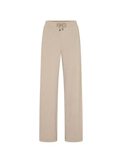 Juvia Drawstring Striped Trousers In Neutral