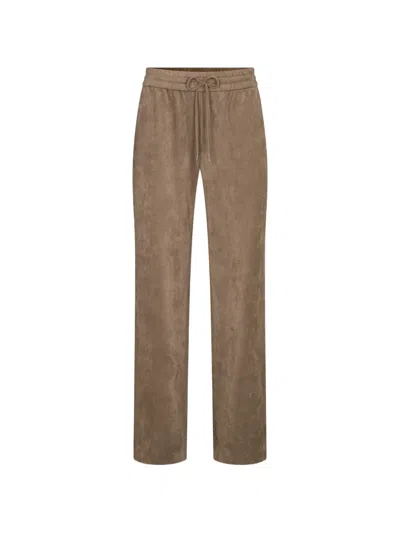 Juvia Drawstring Velour Track Pants In Brown