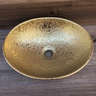 Juvia Golden Vitreous China Oval Vessel Bathroom Sink
