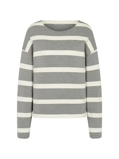 Juvia Logo-sleeve Striped Sweater In Gray