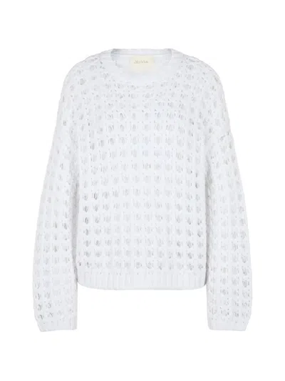 Juvia Mirja Open-knit Sweatshirt In White