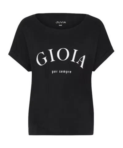 Juvia Printed Crew Neck T-shirt In Black